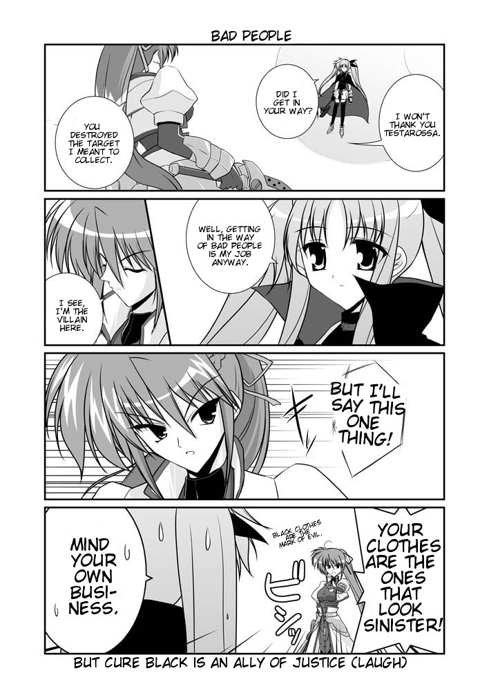 fate testarossa, bardiche, signum, and laevatein (lyrical nanoha and 2 more) drawn by mikage_takashi
