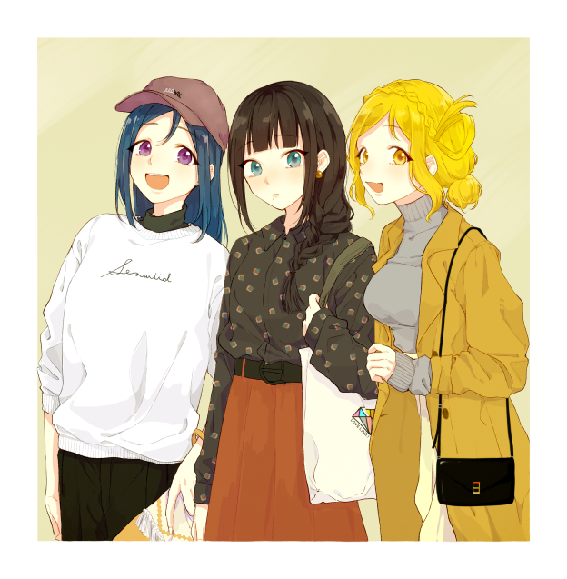 matsuura kanan, kurosawa dia, and ohara mari (love live! and 1 more) drawn by azuma_(no488888)