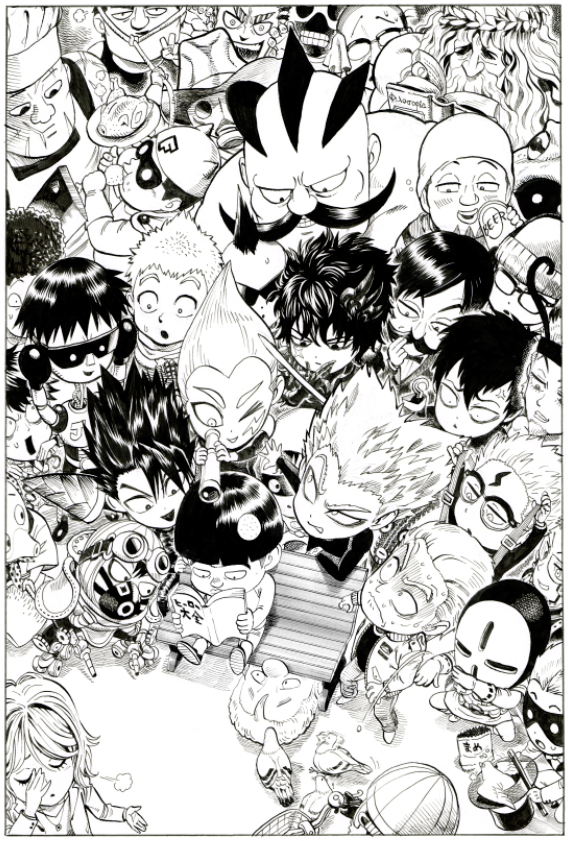 garou, mumen rider, ikemen kamen amaimask, busaiku, inazuma max, and 31 more (one-punch man) drawn by murata_yuusuke