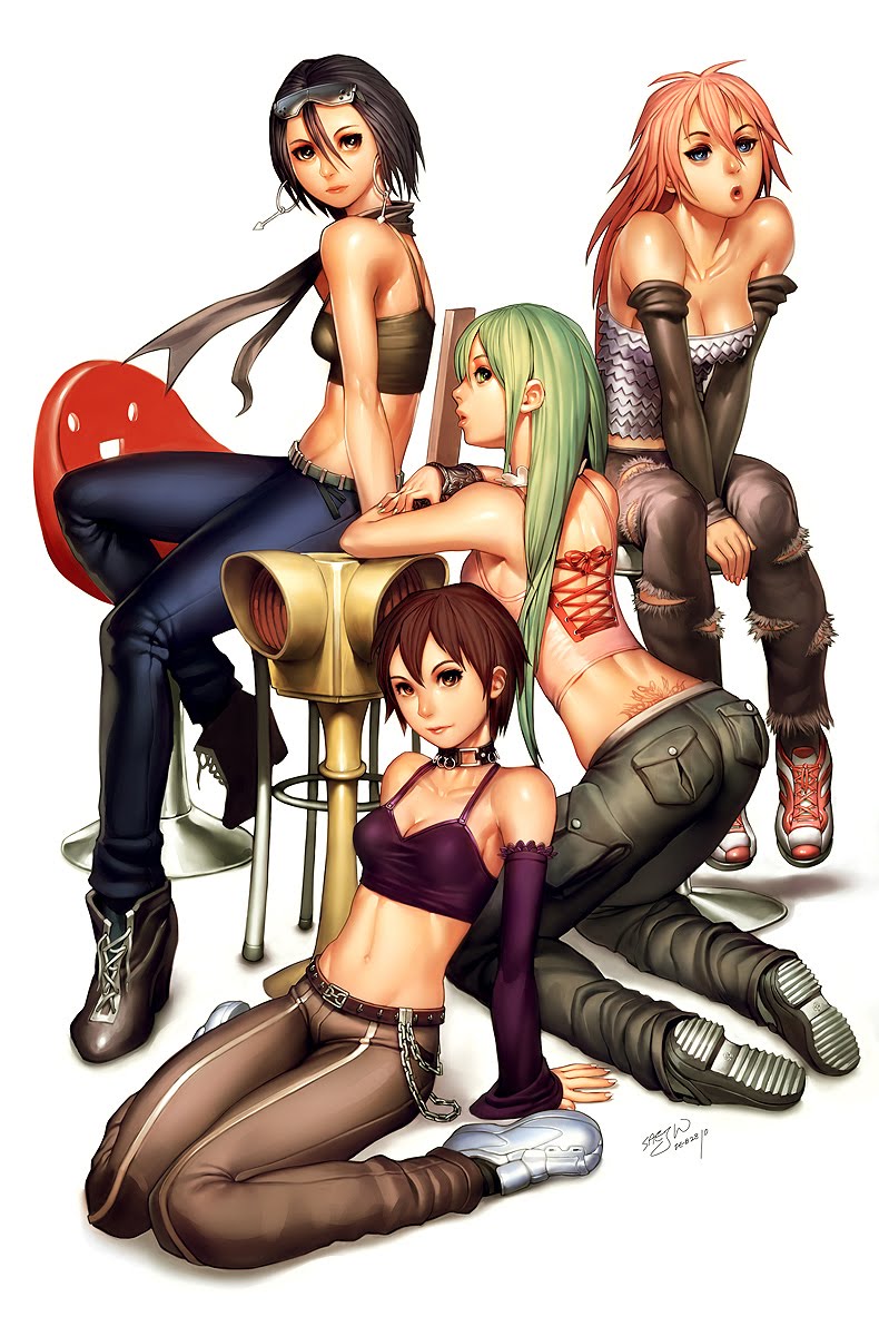 morrigan aensland, kasugano sakura, poison, and kazama akira (street fighter and 4 more) drawn by saejin_oh
