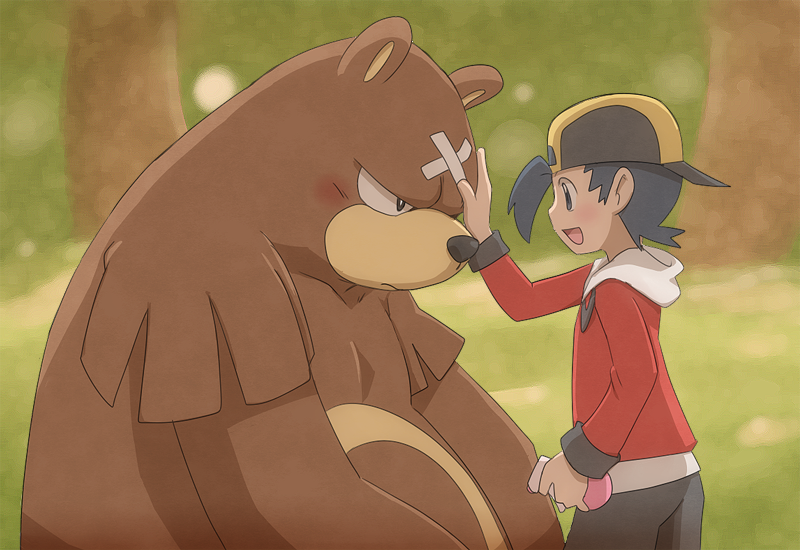 ethan and ursaring (pokemon and 1 more) drawn by kaiti05