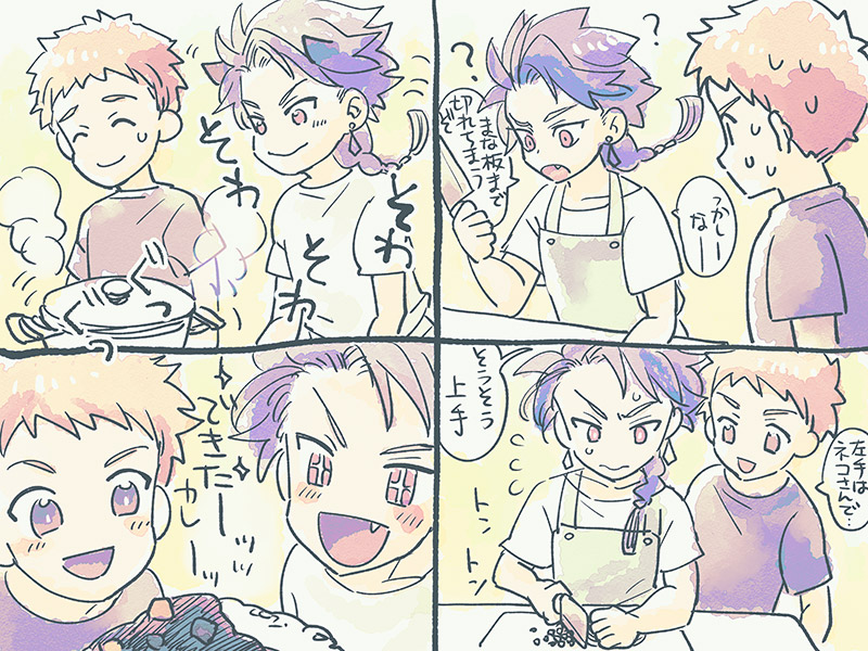 emiya shirou, cu chulainn, and setanta (fate and 4 more) drawn by o--i-ocha