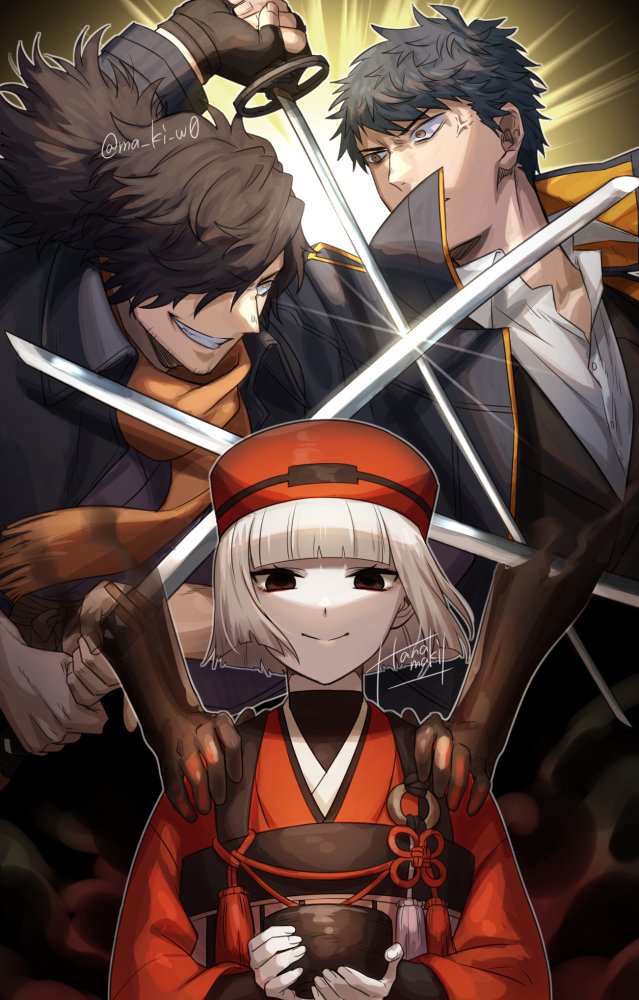 okada izou, saitou hajime, and sen no rikyu (fate and 1 more) drawn by kamuinii