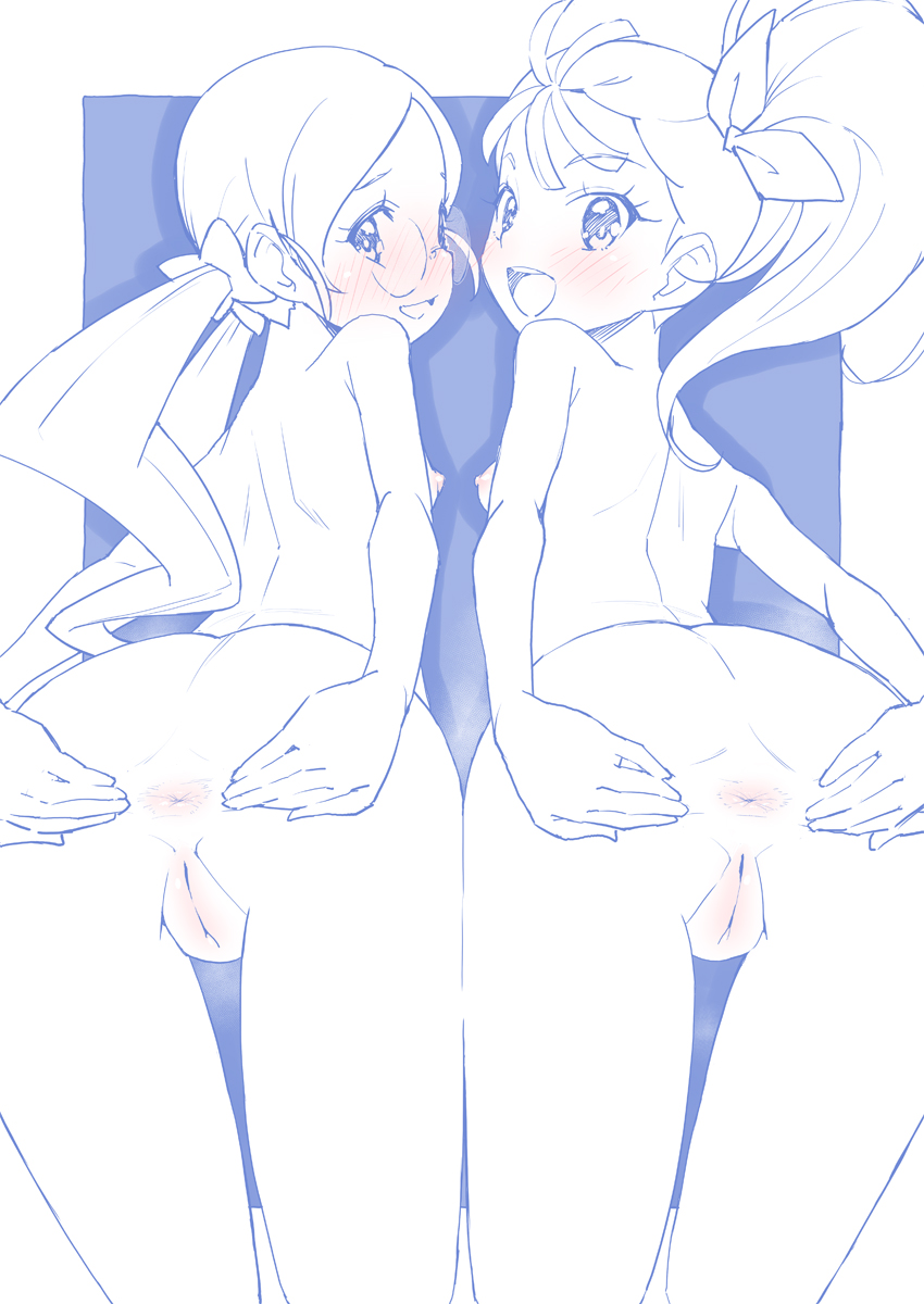 hanasaki tsubomi and natsuumi manatsu (precure and 2 more) drawn by miyagoe_yoshitsuki