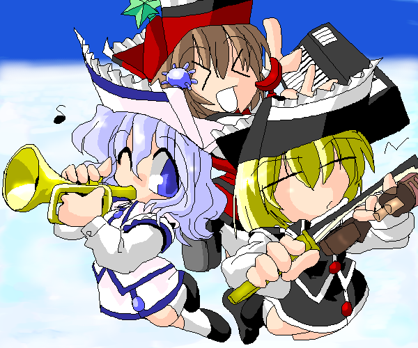 lunasa prismriver, merlin prismriver, and lyrica prismriver (touhou) drawn by kieyza