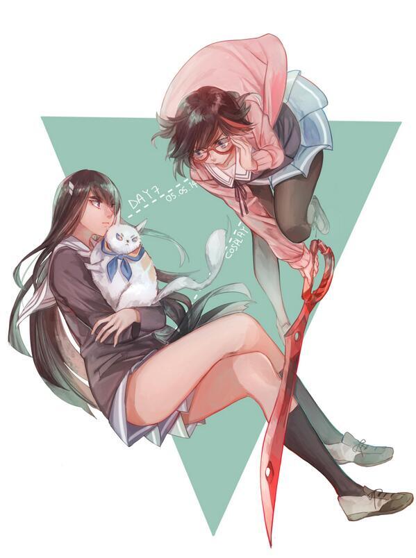 matoi ryuuko, kiryuuin satsuki, junketsu, kuriyama mirai, and nase mitsuki (kill la kill and 1 more) drawn by allenkung1