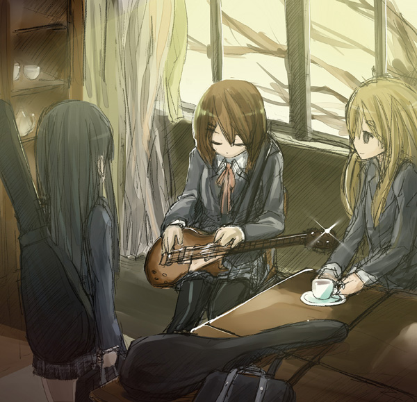 akiyama mio, hirasawa yui, and kotobuki tsumugi (k-on!) drawn by utsui