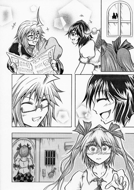 shameimaru aya, morichika rinnosuke, and himekaidou hatate (touhou) drawn by hidefu_kitayan
