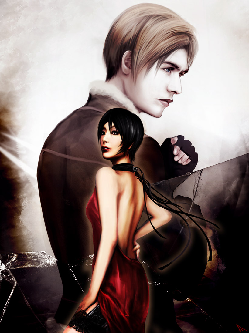 leon s. kennedy and ada wong (resident evil and 2 more) drawn by kula_clare