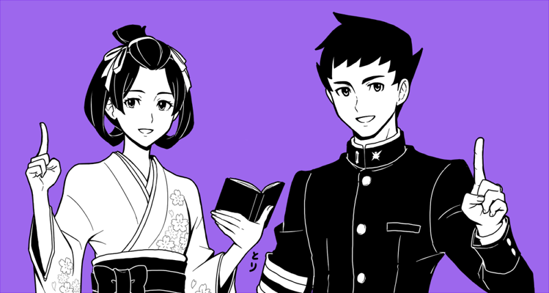 ryunosuke naruhodo and susato mikotoba (ace attorney and 1 more) drawn by tori_(11toritori)
