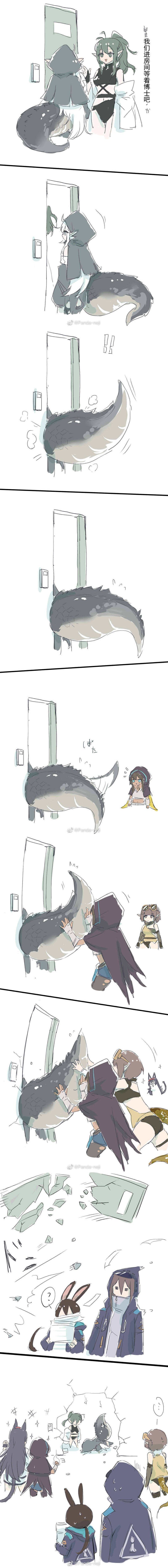 doctor, amiya, blaze, tomimi, eunectes, and 3 more (arknights) drawn by nejikyuu