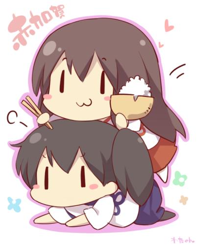 kaga and akagi (kantai collection) drawn by watanon_(gakushokutei)
