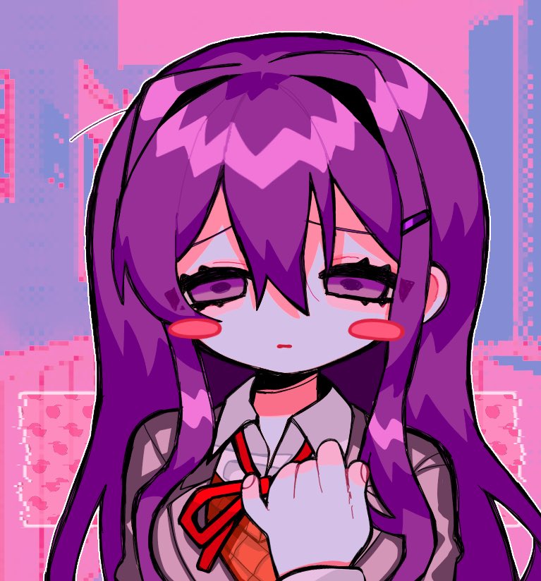 yuri (doki doki literature club) drawn by kobanzame_omo