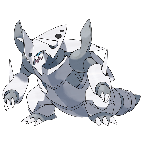 aggron and mega aggron (pokemon and 1 more) drawn by sugimori_ken