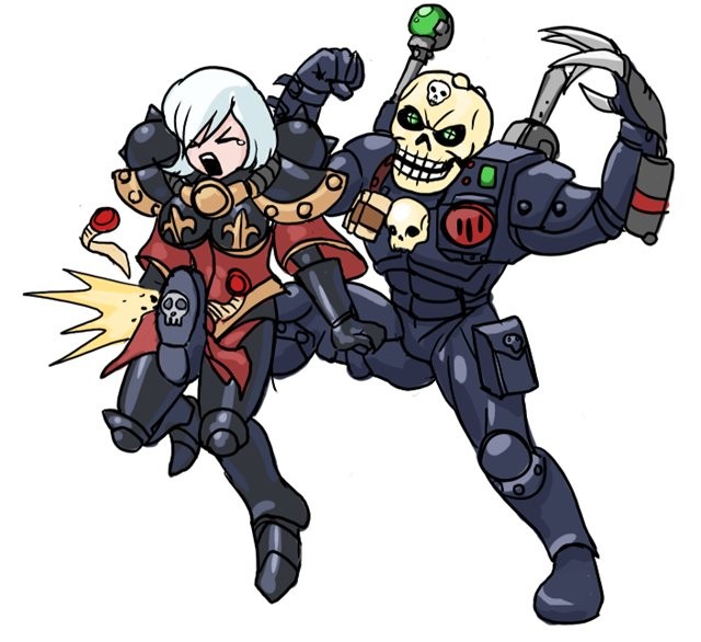adepta sororitas and eversor assassin (warhammer 40k)