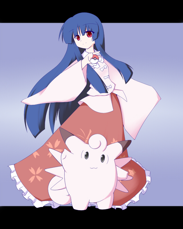 houraisan kaguya and clefable (touhou and 1 more) drawn by miyo_(miyomiyo01)