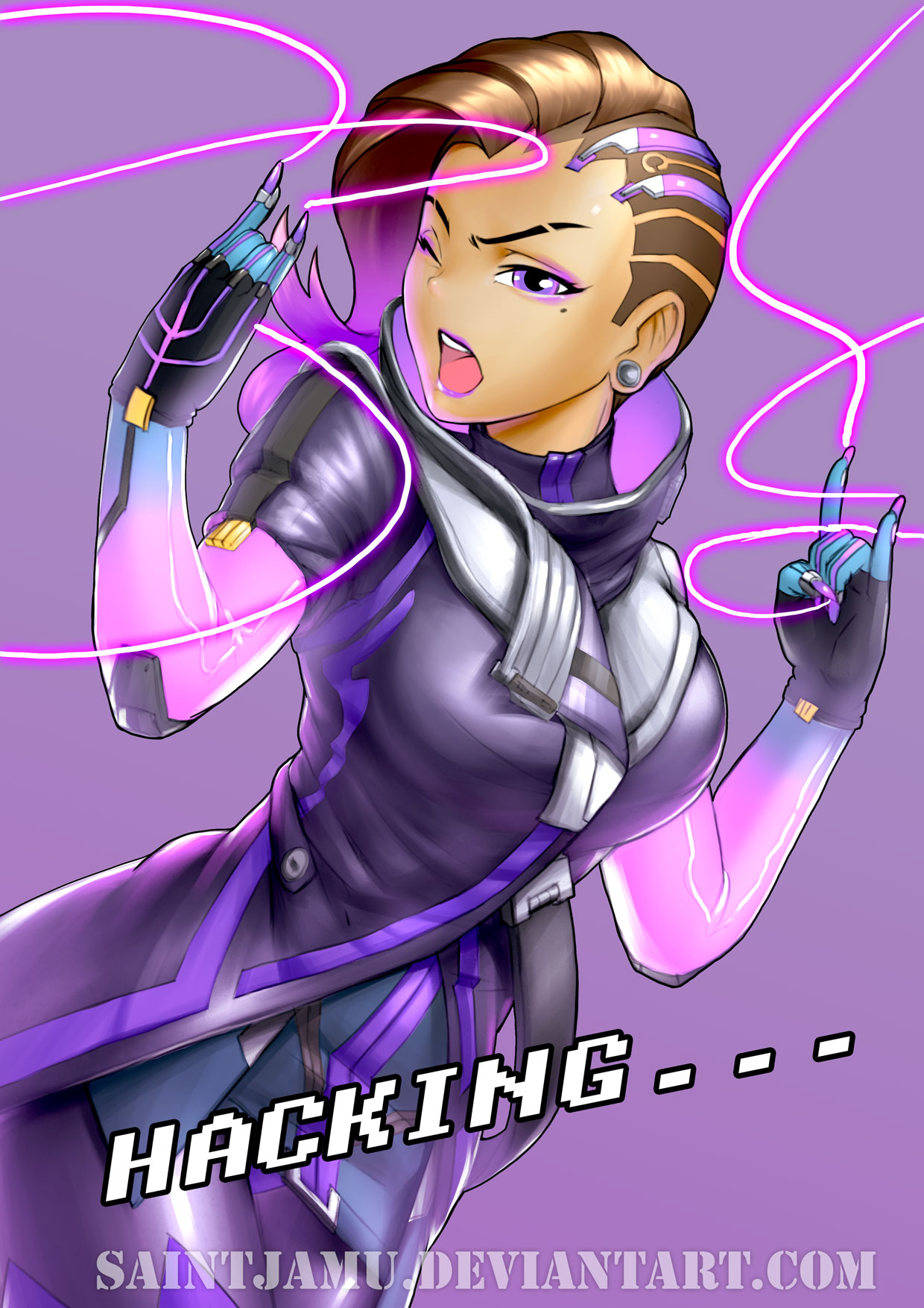 sombra (overwatch and 1 more) drawn by  | Danbooru