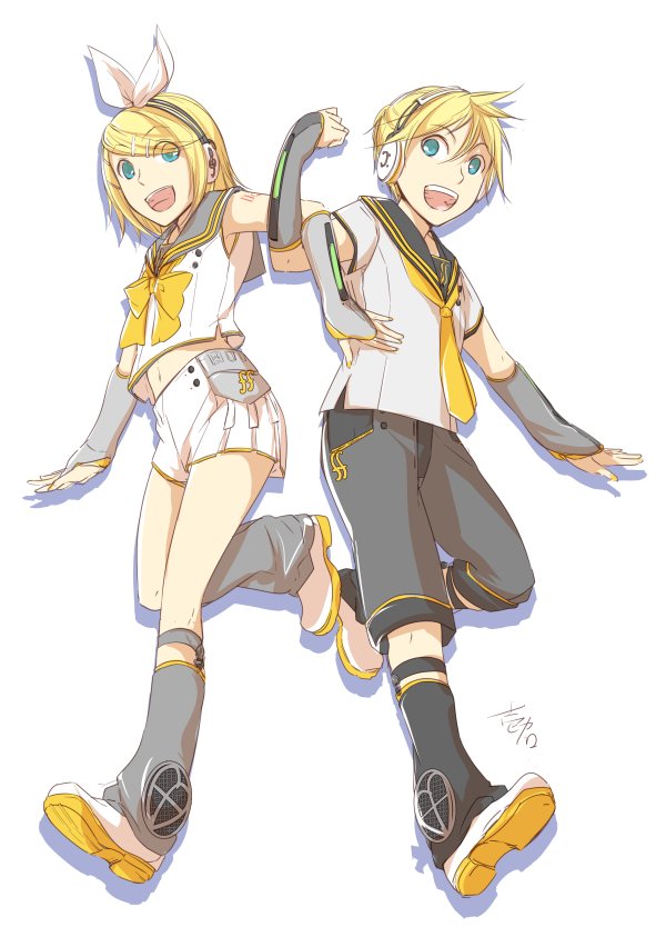 kagamine rin and kagamine len (vocaloid) drawn by ichi_ka