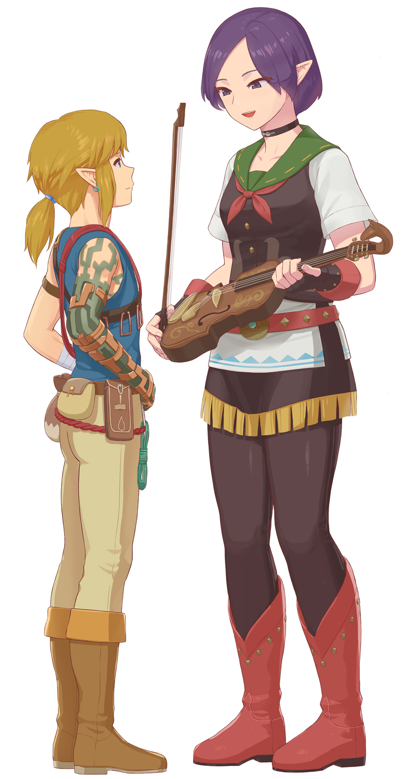 link and violynne (the legend of zelda and 1 more) drawn by mizuno_(pixiv31352320)