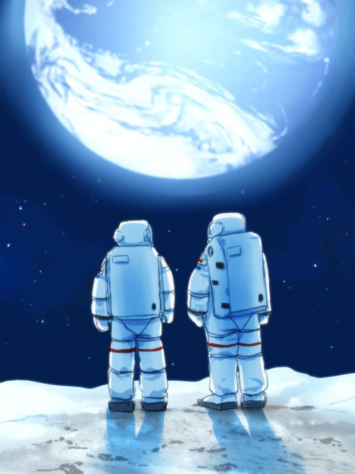 nanba mutta and nanba hibito (uchuu kyoudai) drawn by katagiri