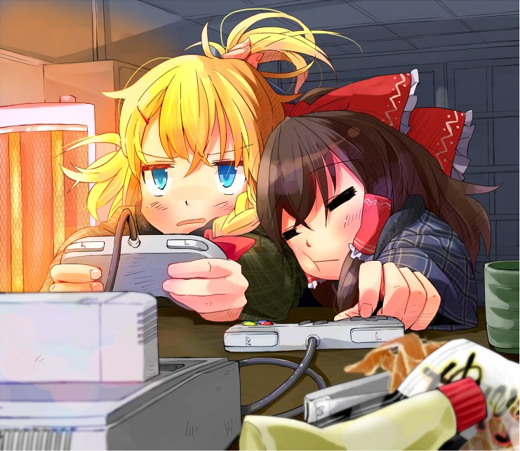 hakurei reimu and kirisame marisa (touhou) drawn by taker_(flamestorm)
