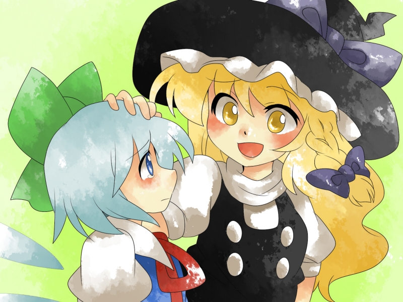 kirisame marisa and cirno (touhou) drawn by hammer_(sunset_beach)