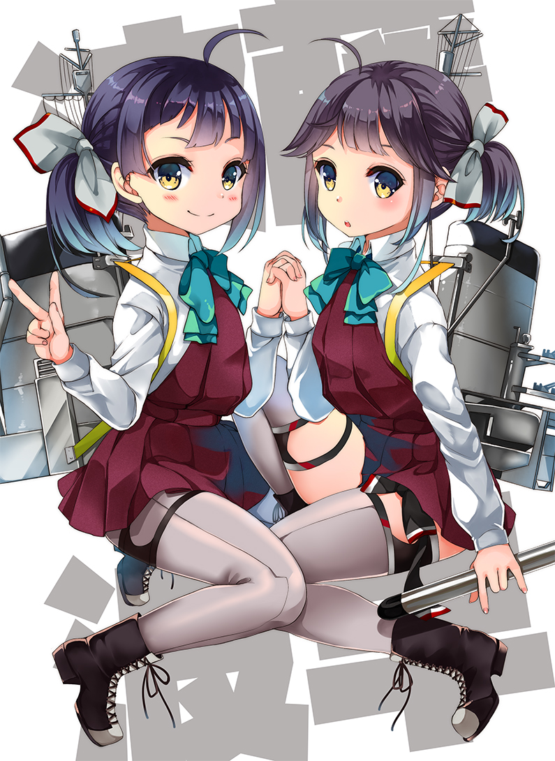 fujinami and hayanami (kantai collection) drawn by gouda_nagi