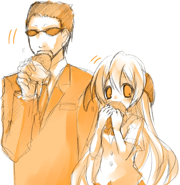 hanyuu and kasai tatsuyoshi (higurashi no naku koro ni) drawn by suzushiro_kurumi