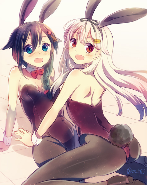shigure, yuudachi, shigure kai ni, and yuudachi kai ni (kantai collection) drawn by shimamizu_eke