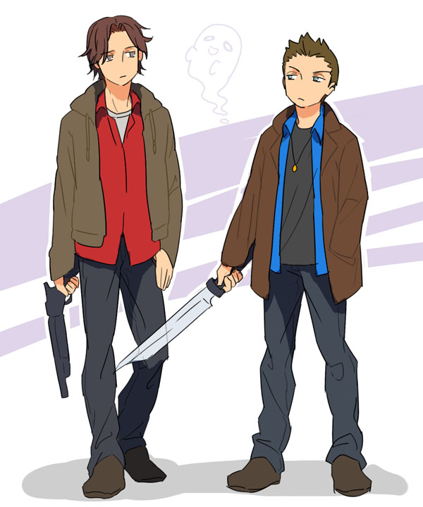 dean winchester and sam winchester (supernatural) drawn by mimana