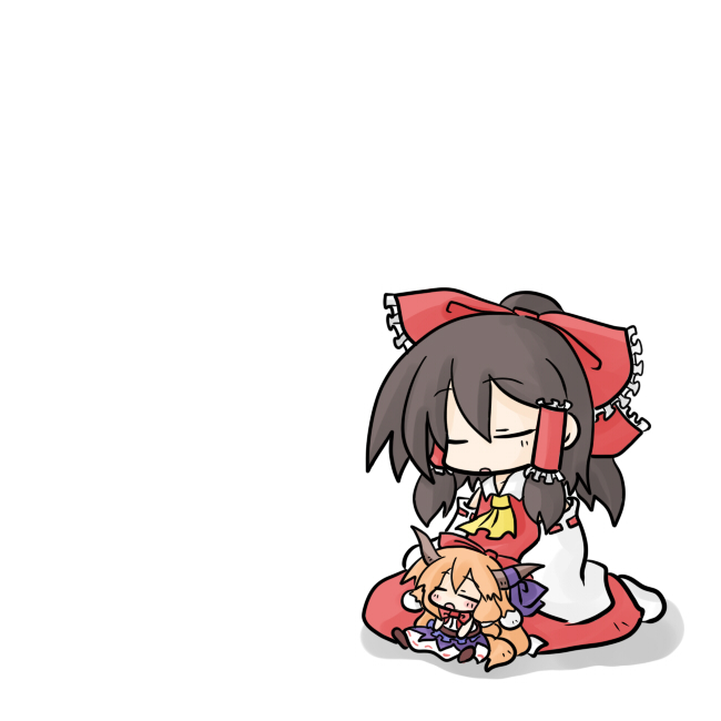 hakurei reimu and ibuki suika (touhou) drawn by yanagi_(nurikoboshi)