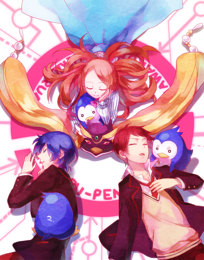 takakura himari, takakura shouma, takakura kanba, penguin 3-gou, penguin 2-gou, and 1 more (mawaru penguindrum) drawn by shion_(kizuro)