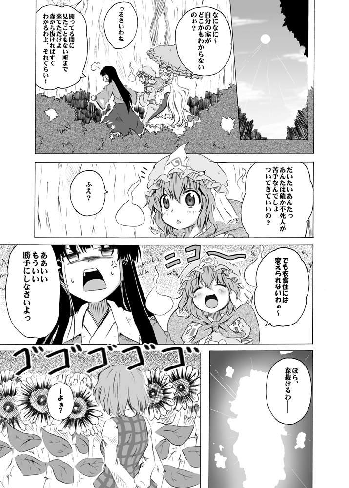 yakumo yukari, saigyouji yuyuko, kazami yuuka, and houraisan kaguya (touhou) drawn by shino_(ponjiyuusu)