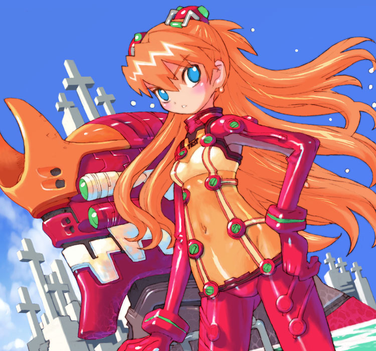 souryuu asuka langley and eva 02 (neon genesis evangelion and 2 more) drawn by nakayama_tooru