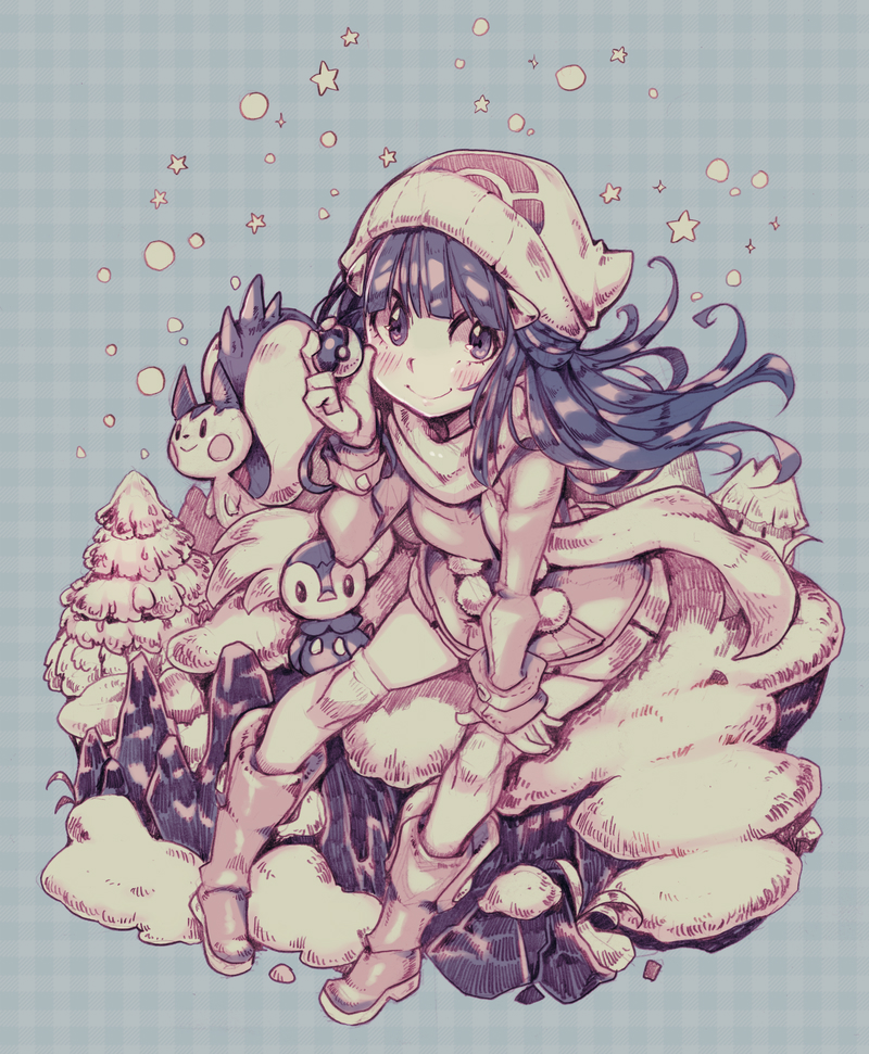 dawn, piplup, pachirisu, and snover (pokemon and 2 more) drawn by parororo