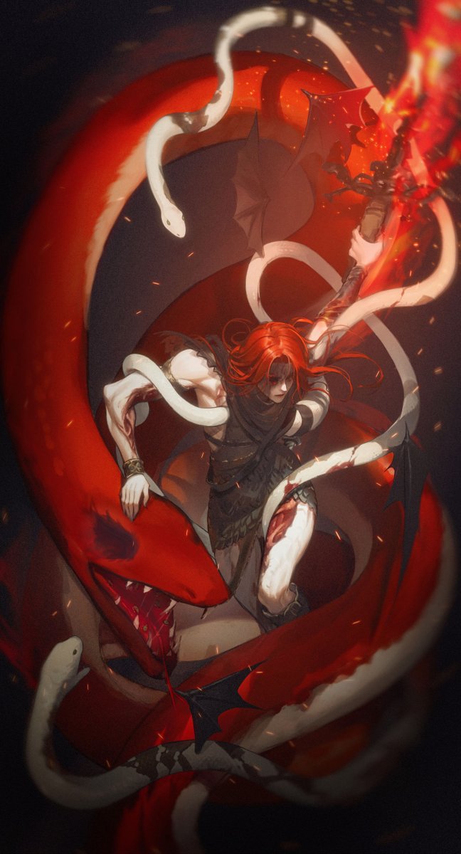 messmer the impaler and base serpent messmer (elden ring and 1 more) drawn by bai_rui