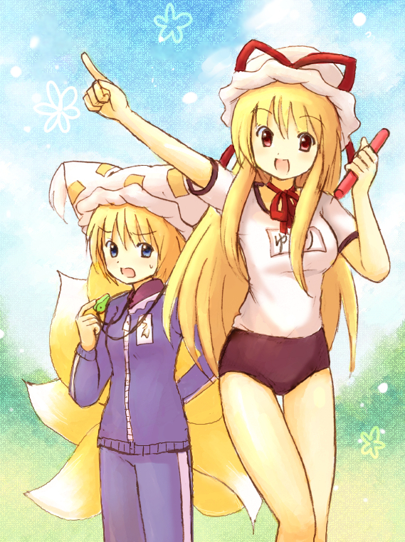 yakumo yukari and yakumo ran (touhou) drawn by eijima_moko