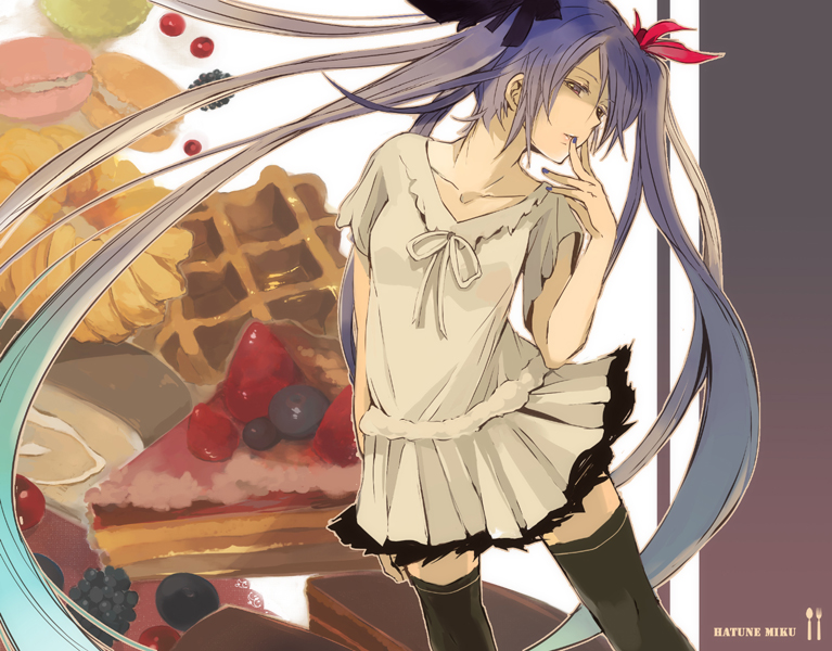 hatsune miku (vocaloid and 1 more) drawn by lowe_(slow)