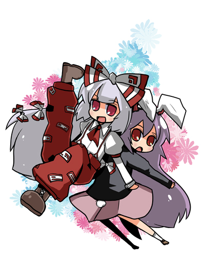 reisen udongein inaba and fujiwara no mokou (touhou) drawn by unmaki