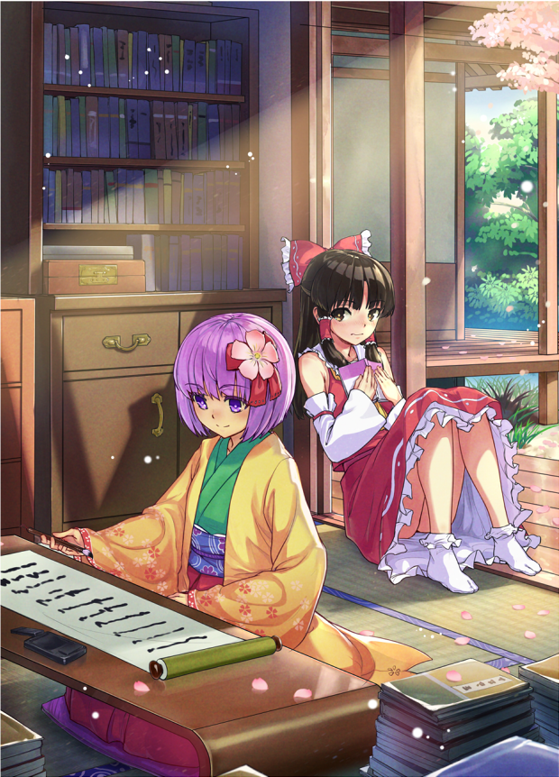 hakurei reimu and hieda no akyuu (touhou) drawn by jinyuan712