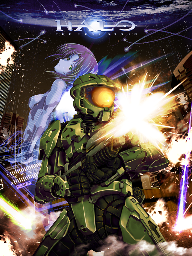 master chief and cortana (halo) drawn by katsuki_yousuke