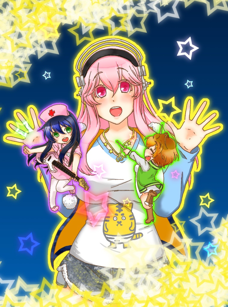 super sonico, watanuki fuuri, and fujimi suzu (nitroplus) drawn by eil_(master_816)