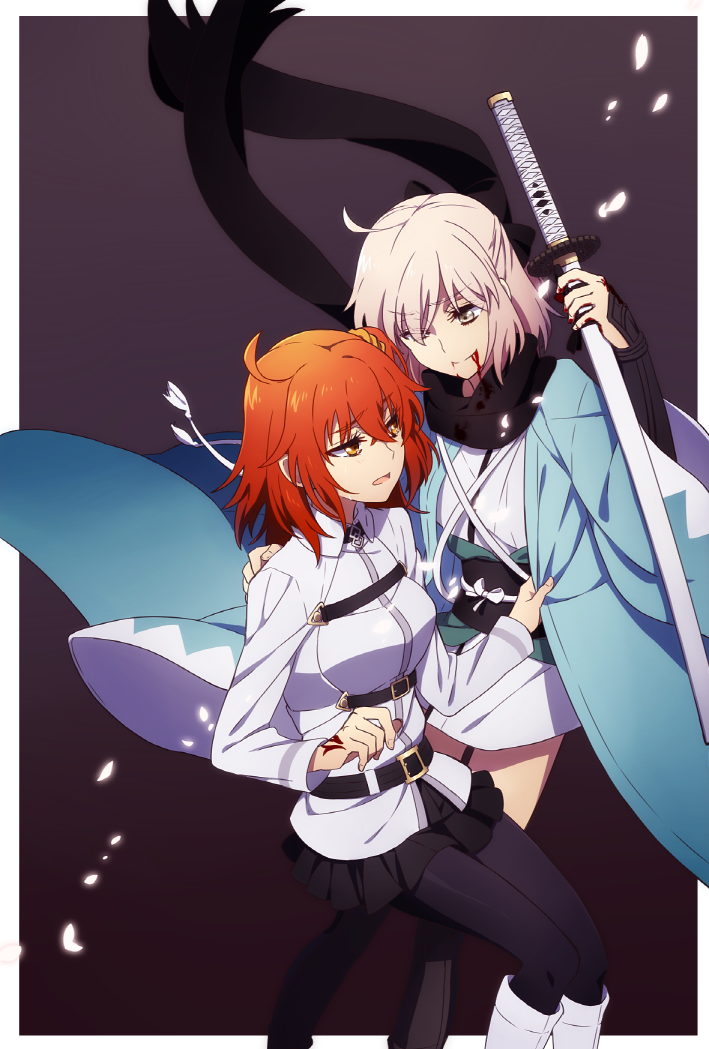 fujimaru ritsuka and okita souji (fate and 2 more) drawn by oiun