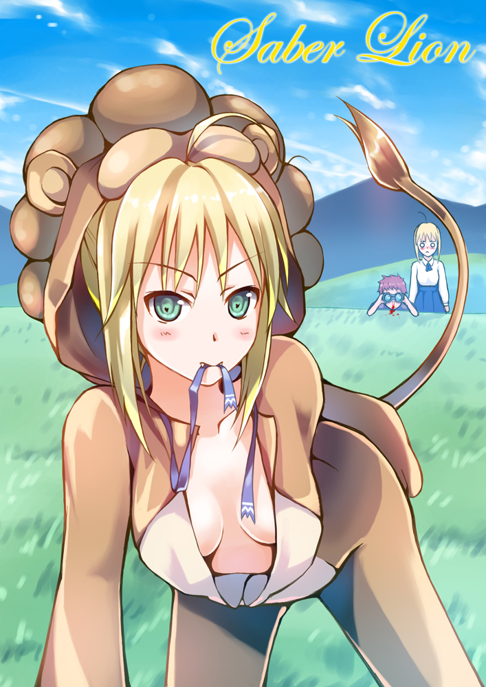 artoria pendragon, saber, emiya shirou, and saber lion (fate and 2 more) drawn by arms_ai