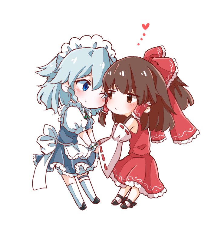 hakurei reimu and izayoi sakuya (touhou) drawn by tanikake_yoku