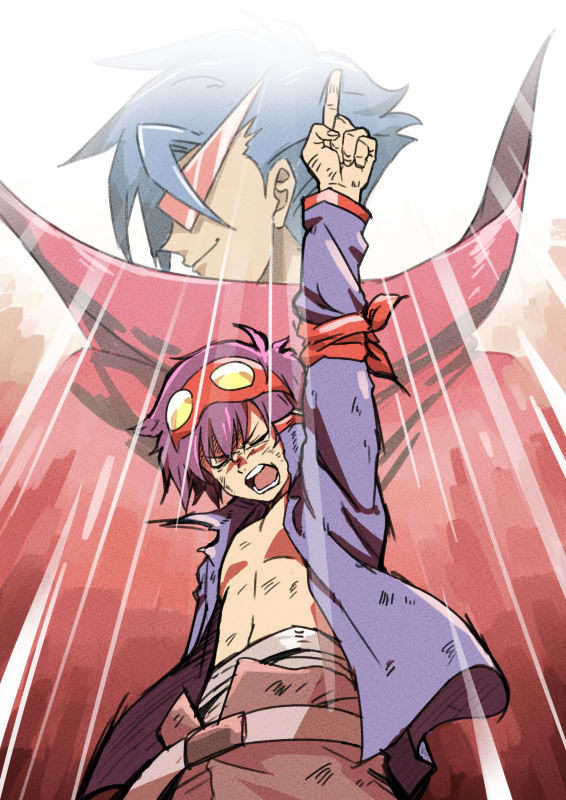 simon and kamina (tengen toppa gurren lagann) drawn by tsukikage_oyama