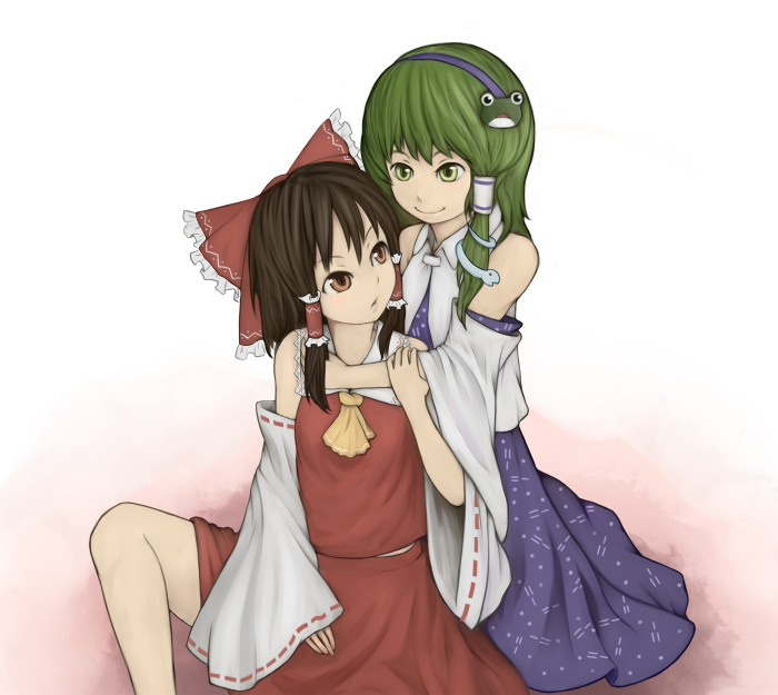 hakurei reimu and kochiya sanae (touhou) drawn by iwamochi