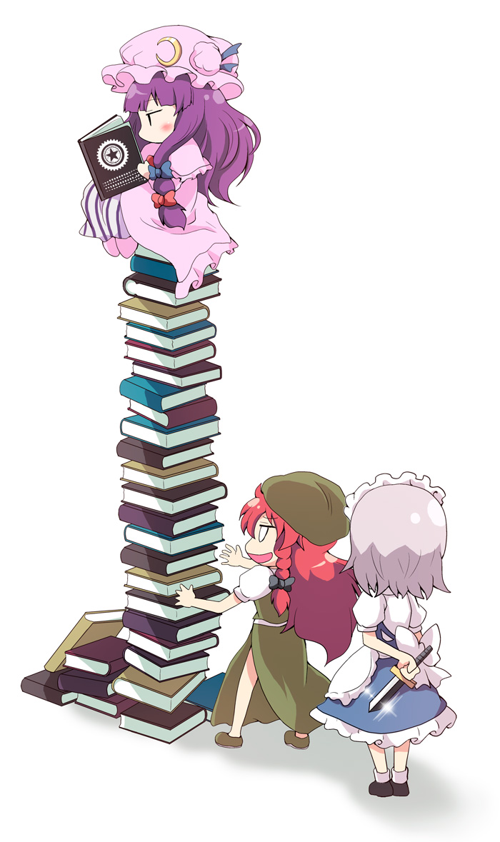 izayoi sakuya, patchouli knowledge, and hong meiling (touhou) drawn by massala