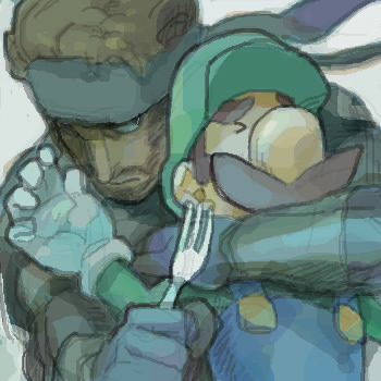 luigi and solid snake (mario and 4 more) drawn by motohashi_mari