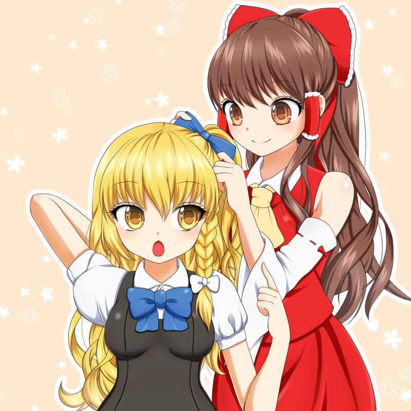 hakurei reimu and kirisame marisa (touhou) drawn by tsurara0128
